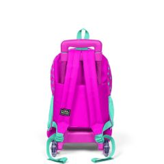 Coral High Kids Neon Pembe Su Yeşili Kalp Desenli Çekçekli 3'lü Çanta Seti SET0123133