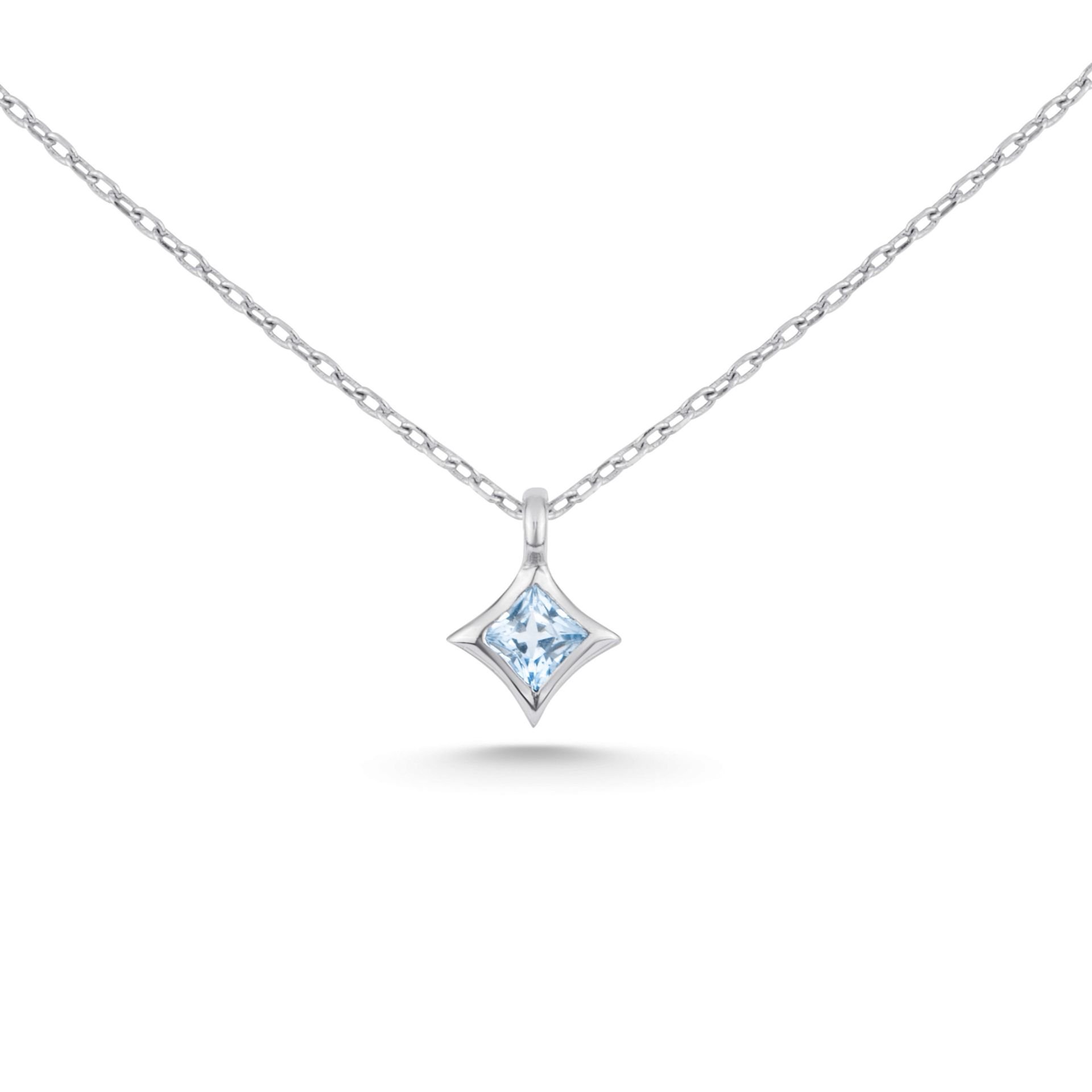 Mavi Topaz Taşlı Kolye
