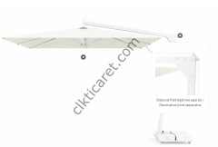 CLK Avanos 3x3 Metre Yandan Kollu Beyaz Bahçe Havuz Otel Şemsiyesi