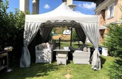 CLK 3x3 40 mm Garden Katlanabilir Tente Bahçe Çadır A. Gri Çardak Bungalow Serisi