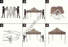 CLK 4x4 mt Tavan Logo Baskılı Gazebo Katlanabilir Tente Stand Tanıtım Fuar Çadırı
