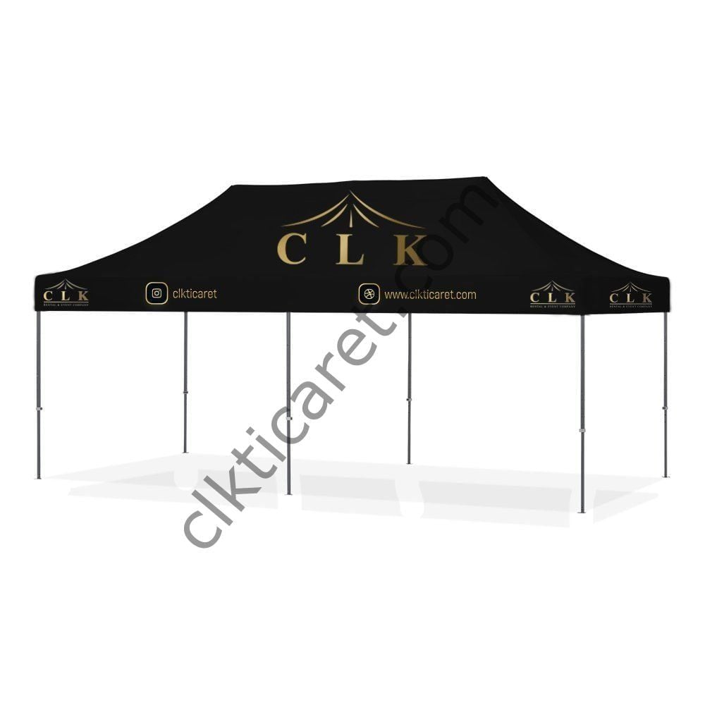CLK 3x6 mt Tavan Logo Baskılı Gazebo Katlanabilir Tente Stand Tanıtım Fuar Çadırı
