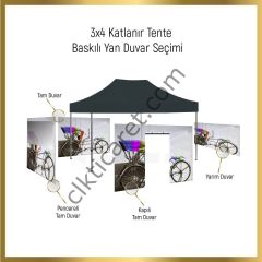 CLK 3x4,5 mt Saçak Etek Alın Logo Baskılı Gazebo Katlanabilir Tente Stand Tanıtım Fuar Çadırı