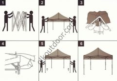 CLK 3x3 Metre Kısa Bagaj Boy 115 cm Katlanabilir Gazebo Çadır 1 Tam 2 Yarım Perdeli