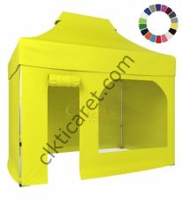 CLK 2x3 Katlanabilir Tente Gazebo Portatif Çadır 3 Yan Kapalı 1 Yan Kapı ve Pencereli