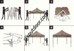 CLK 3x3 Metre Kısa Bagaj Boy 115 cm Katlanabilir Gazebo Çadır 3 Yan Yarım 1 Tam Perdeli Stand Çadırı