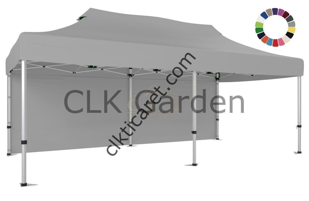 CLK 3x6 40mm Alüminyum Katlanabilir Tente Gazebo Çadır Arkası Kapalı