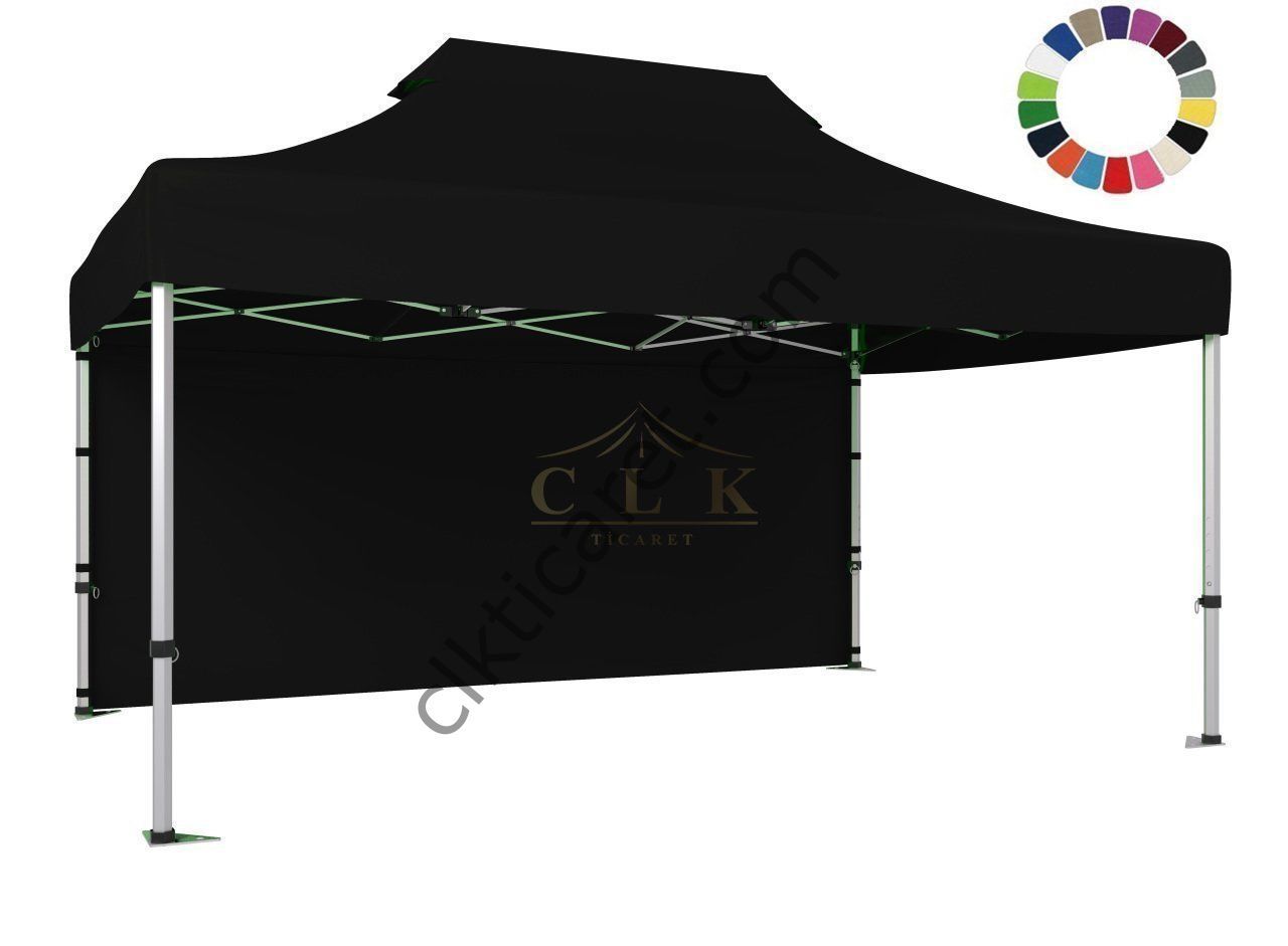 CLK 3x4,5 40mm Alüminyum Katlanabilir Tente Gazebo Çadır 1 Kenar Kapalı