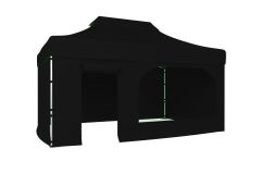 CLK 3x4,5 40mm Alüminyum Katlanabilir Tente Gazebo Çadır 4 Kenar Kapalı Kapı ve Pencereli