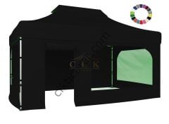 CLK 3x4,5 40mm Alüminyum Katlanabilir Tente Gazebo Çadır 4 Kenar Kapalı Takım Pencereli Kapılı