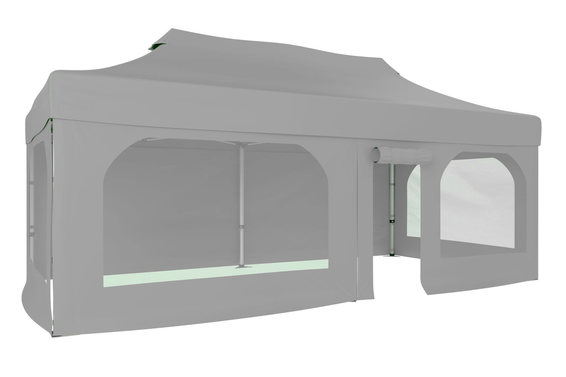 CLK 3x6 40mm Alüminyum Katlanabilir Tente Gazebo Çadır  2 Yan Pencereli 1 Yan Aksesuarsız 1 Yan Kapı ve Pencereli