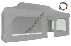 CLK 3x6 40mm Alüminyum Katlanabilir Tente Gazebo Çadır  2 Yan Pencereli 1 Yan Aksesuarsız 1 Yan Kapı ve Pencereli