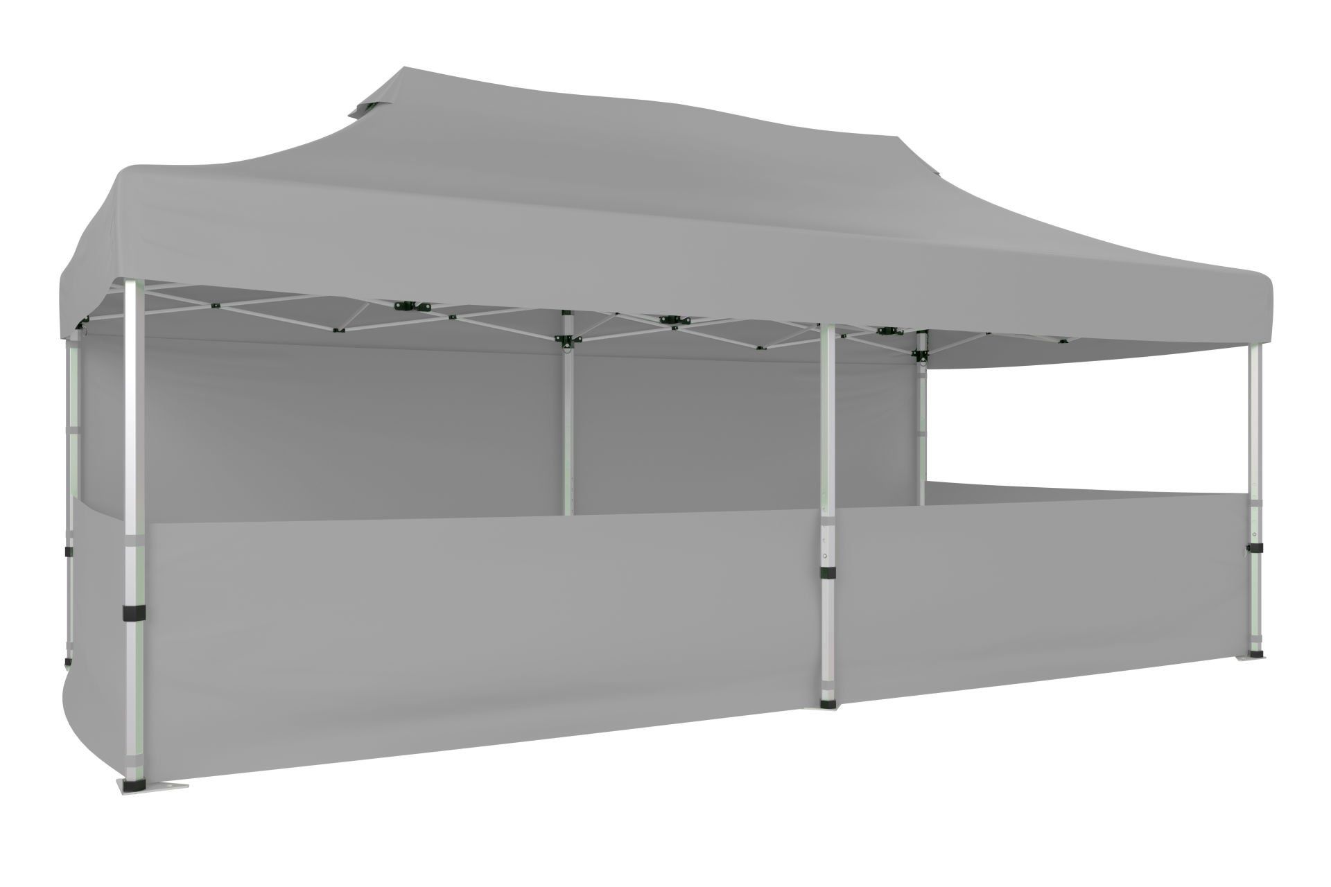 CLK 3x6 40mm Alüminyum Katlanabilir Tente Gazebo Çadır 1 Tam Duvar 3 Yarım Duvar