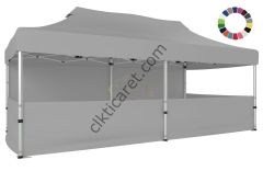 CLK 3x6 40mm Alüminyum Katlanabilir Tente Gazebo Çadır 1 Tam Duvar 3 Yarım Duvar