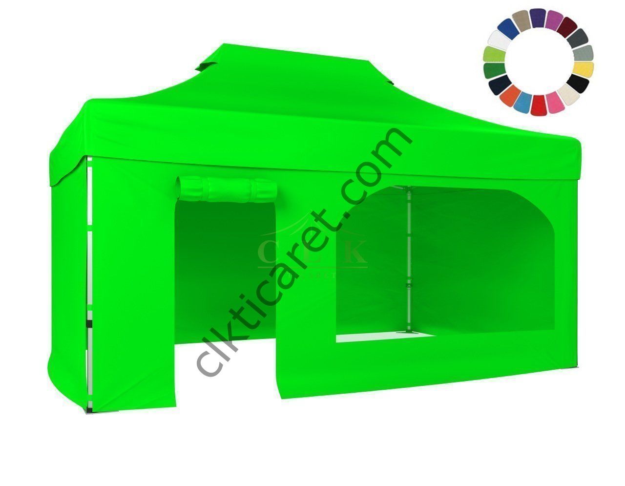 CLK 3x4,5 52mm Kalın Alüminyum Katlanabilir Tente Gazebo Çadır 4 Kenar Kapalı Kapı ve Pencereli