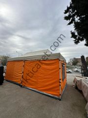 CLK 3x6 2 Odalı 30 mm Profil Katlanır Portatif  Gazebo Kamp Çadır Turuncu
