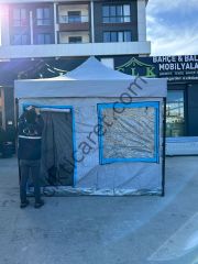 CLK 3x3 40mm Katlanır Gazebo Portatif Kamp Çadır Açık Gri Mavi Detay