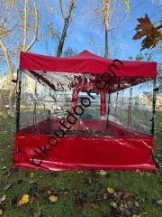 CLK 3x3 52 mm Alüminyum Profil Kış Bahçesi Karavan Çadırı Şeffaf Brandalı Gazebo Katlanır Çadır Portatif Tente