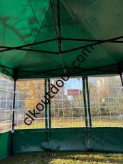 CLK 3x3 40mm Kısa Bagaj Boy 115 cm İskelet Profil Kış Bahçesi Karavan Çadırı Şeffaf Brandalı Gazebo Katlanır Çadır Portatif Tente