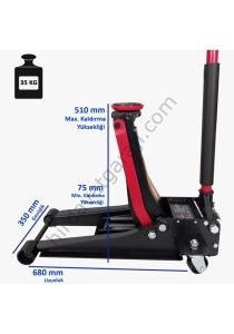 Worldforce 3 Ton Alçak Şase Çift Pistonlu F1 Düşük Profil Kriko