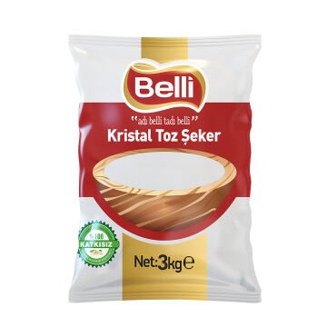 Belli 3 Kg Kristal Toz Şeker Koli 10 lu