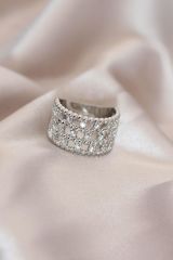 Ayarlamalı Silver Renk Metal Zirkon Taşlı Yüzük