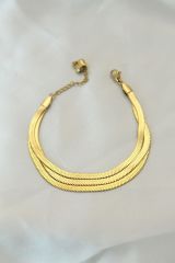 Çelik Gold Renk Çoklu İtalyan Zincirli Bileklik