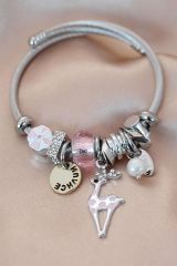Çelik Taşlı Geyik Model Charm Bilezik