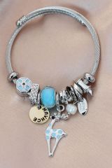 Çelik Taşlı Geyik Model Charm Bilezik