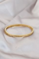 Çelik Gold Renk Yıldız Desenli Kelepçe Bilezik