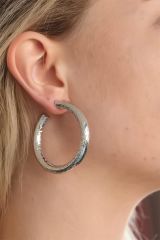 Silver Renkli Halka Metal Bayan Küpe
