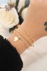 Gold Renkli Metal Çoklu Bileklik