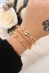 Gold Renkli Metal Çoklu Bileklik