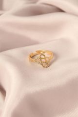 Gold Renk Metal Zirkon Taşlı Sonsuzluk Model Ayarlanabilir Kadın Yüzük