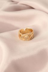 Gold Renk Metal Zirkon Taşlı Ayarlanabilir Kadın Yüzük