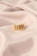 Gold Renk Metal Zirkon Taşlı Ayarlanabilir Kadın Yüzük