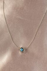 Gümüş Renk Metal Nazar Boncuk Tasarımlı Kadın Kolye