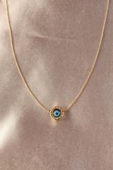 Altın Renk Metal Nazar Boncuk Tasarımlı Kadın Kolye