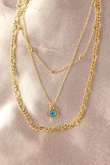 Gold Renk Metal Nazar Boncuk Detay Çoklu Kadın Kolye