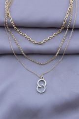 Sonsuzluk Figürlü Gold Metal Kombin Kadın Kolye