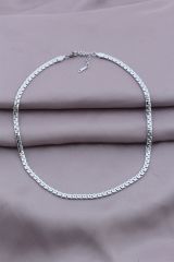 316L Kararmaz Çelik Gümüş Renk Zincir Model Kadın Kolye