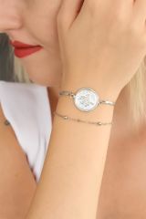 Silver Renk  Tuğra Tasarım Kadın Bileklik