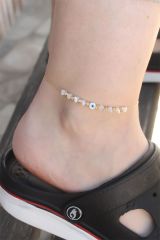 Yeni Sezon Minimal Nazar Boncuk Detaylı Taşlı Halhal