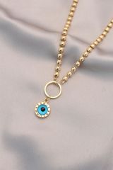 Yeni Sezon Nazar Boncuk Model Gold Metal Kolye
