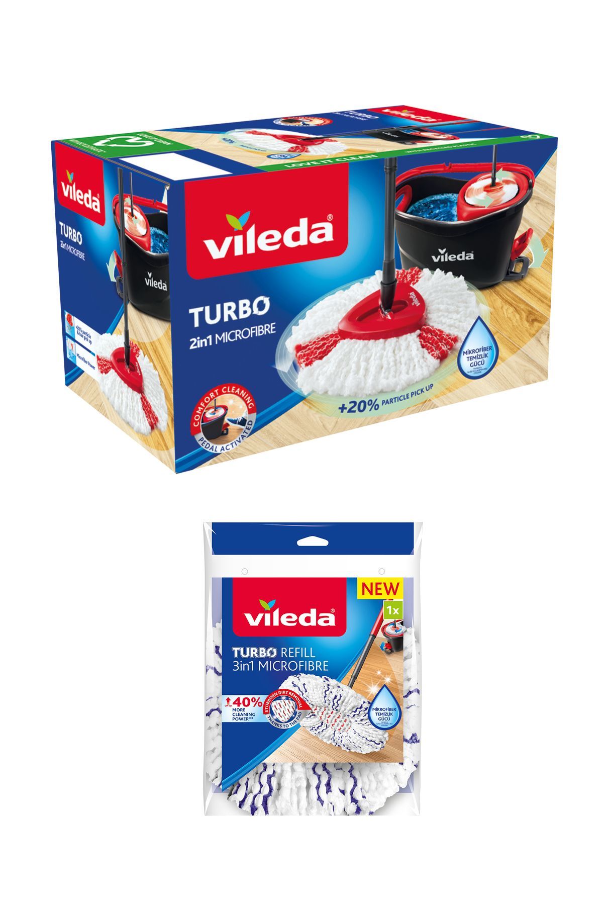 Turbo 2in1 Temizlik Seti 2 Adet 3in1 Yedek Paspas
