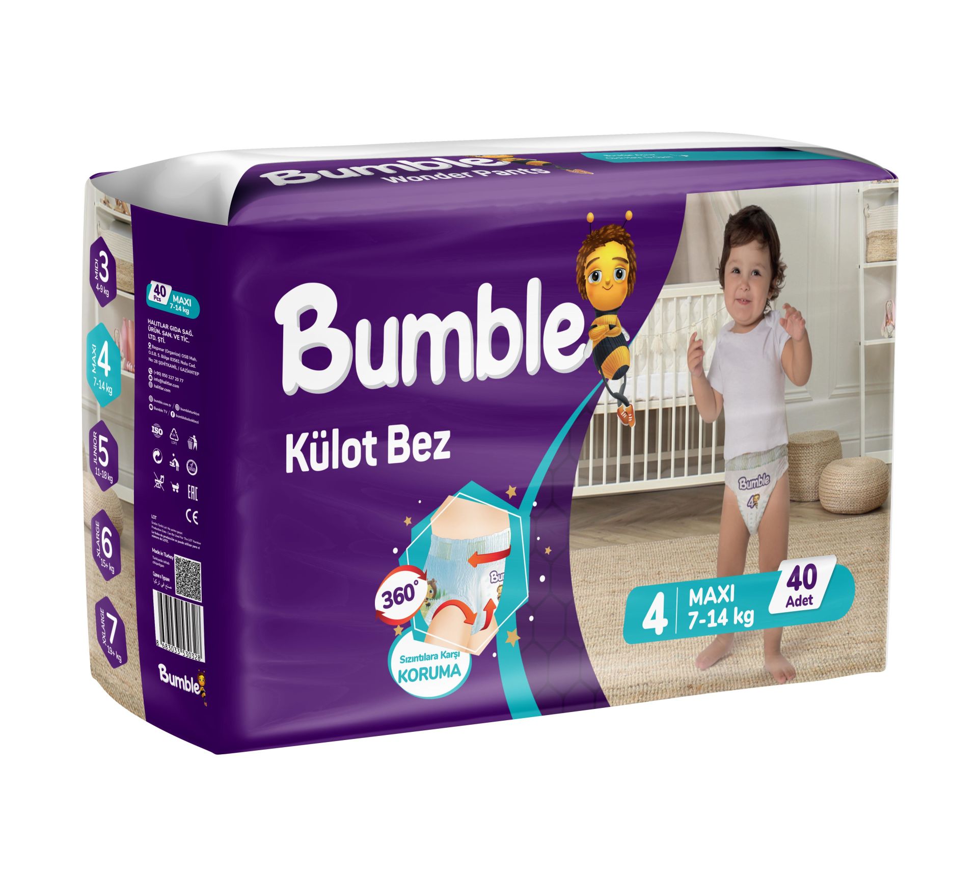 Bumble 4 Numara Maxi Külot Bebek Bezi  40 Adet | 7-14 Kg