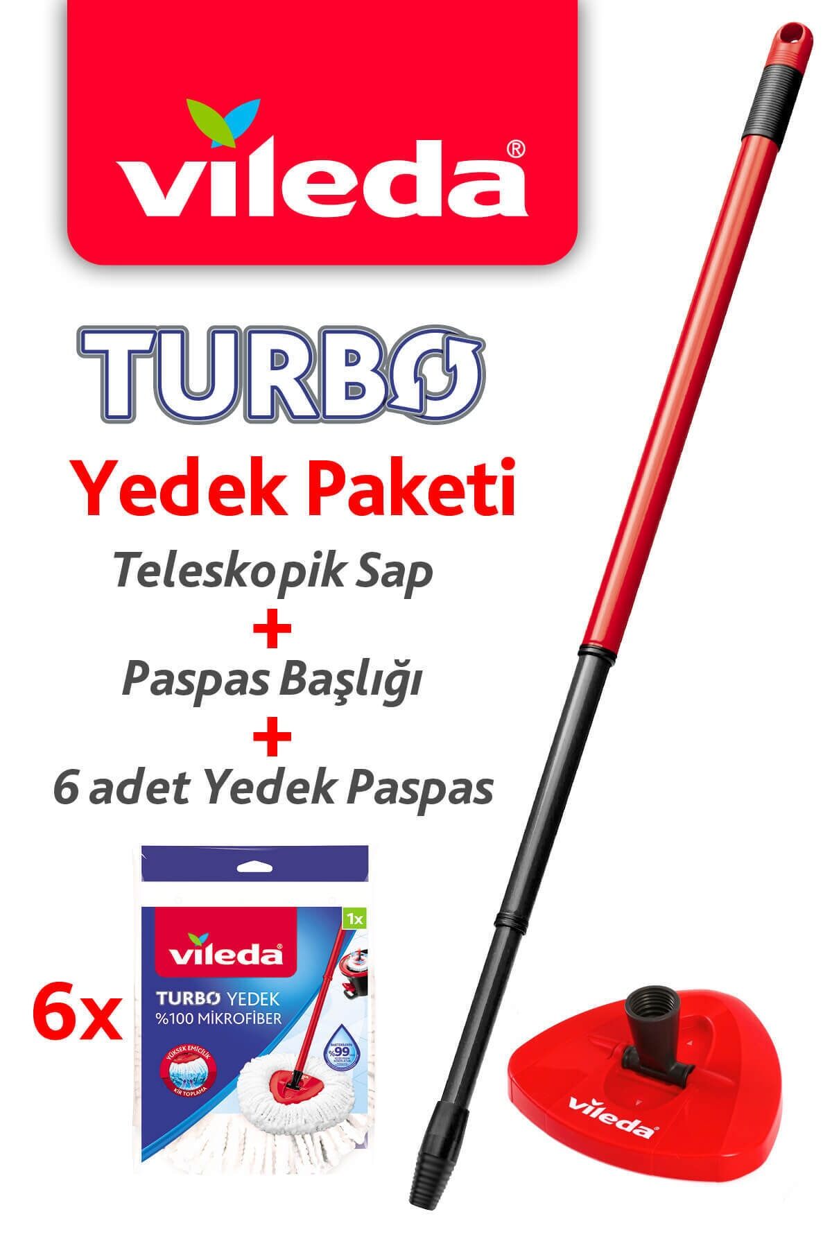 Vileda Turbo Sap + Classic Üçgen Başlık + 6'lı Yedek Paspas