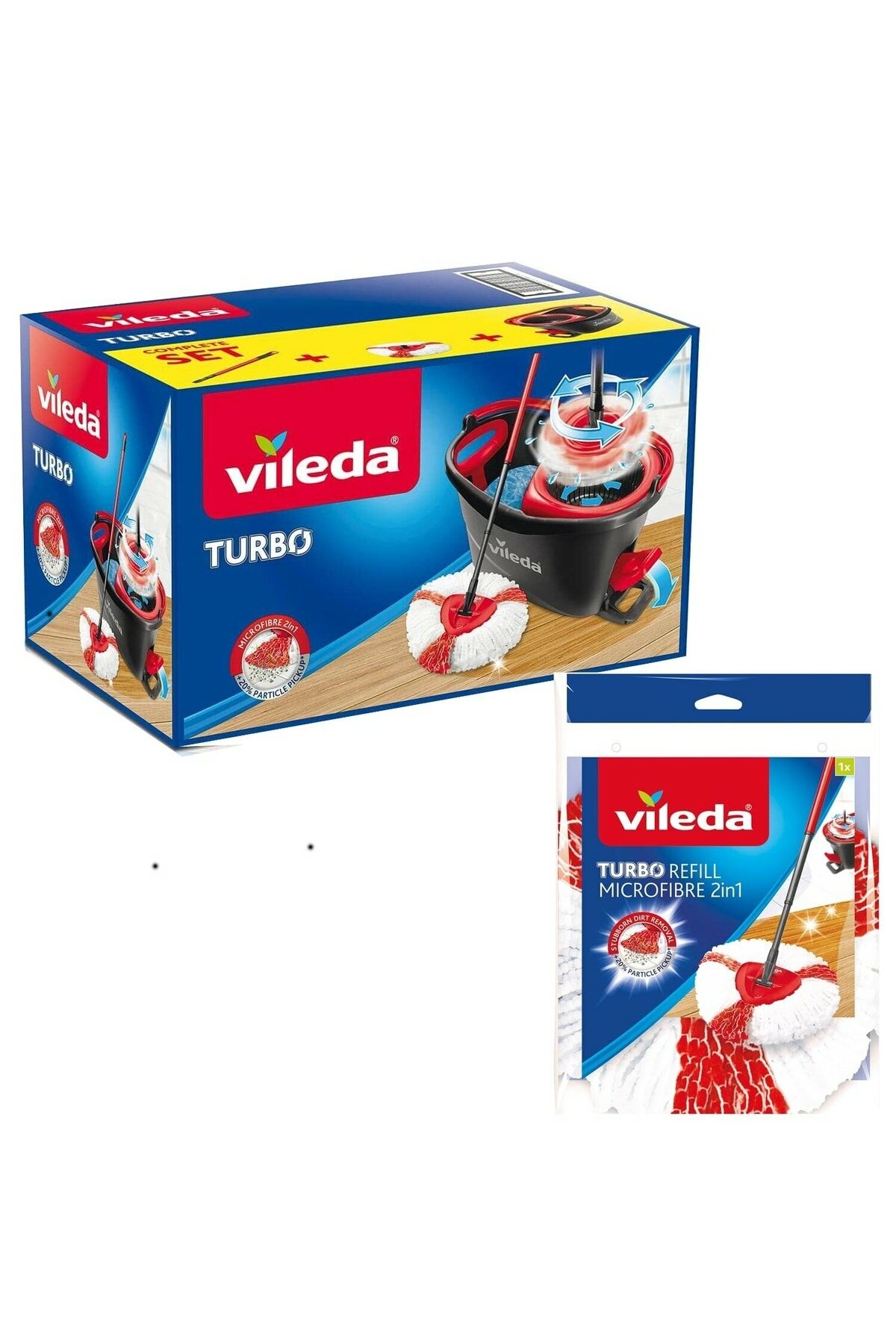 Turbo 2in1 Pedallı Temizlik Seti + 2'li Turbo 2in1 Mikrofiber Yedek Paspas