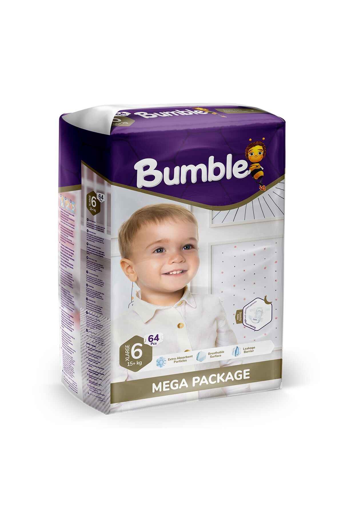BUMBLE 6 Numara Maxi Bebek Bezi Mega Paket  64 Adet | 15+ Kg