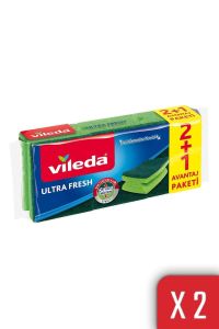 Vileda Ultra Fresh 2+1 Oluklu Bulaşık Süngeri 2'li